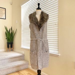 Anthropologie Angel of the North Faux Fur Vest Cardigan